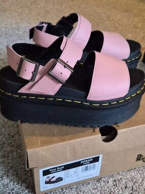 Dr. Martens Voss Quad Platform Sandals Peach Beige
